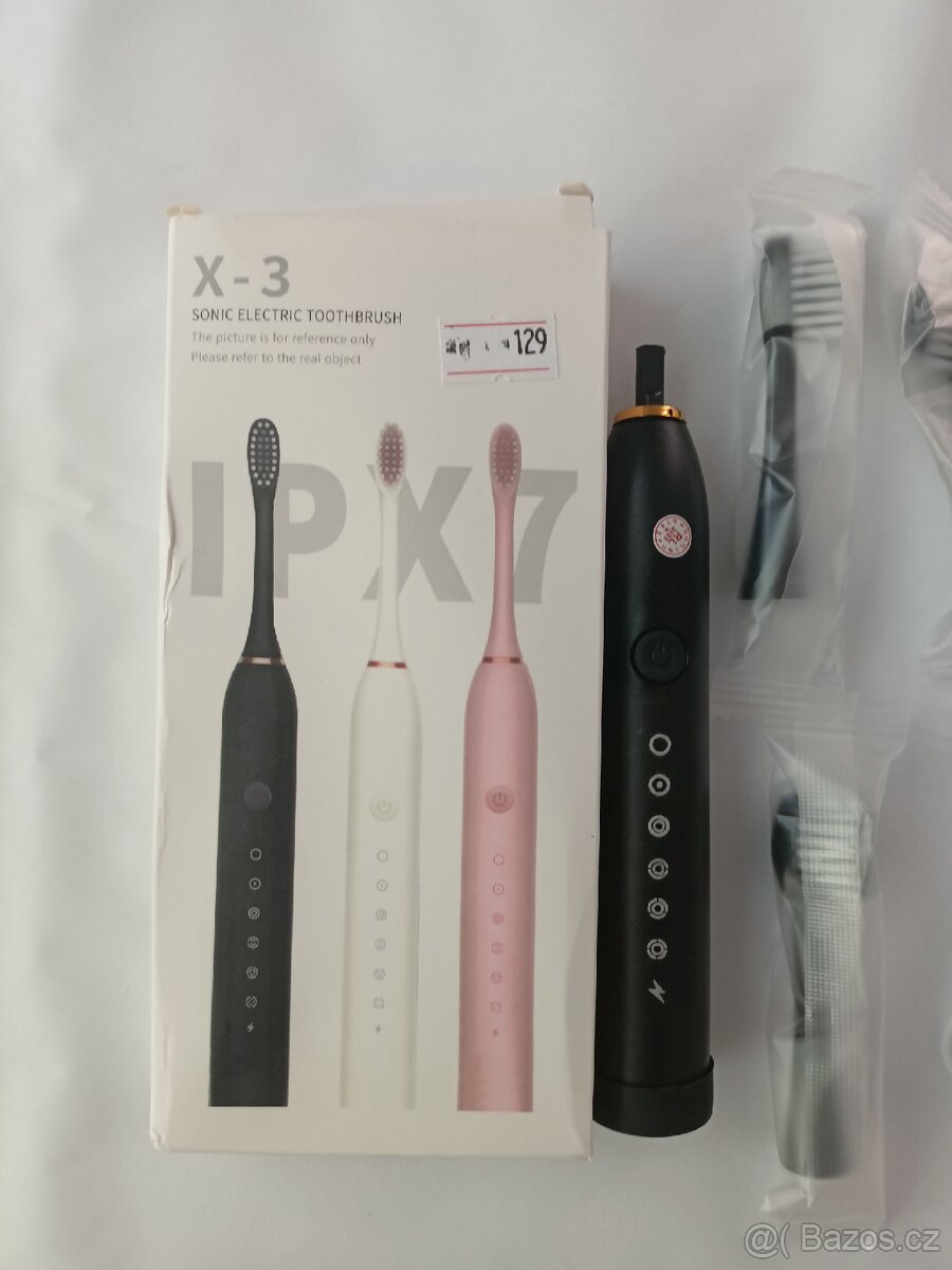 Elektrický zubní kartáček + 3 hlavice, supersonický nový - 3