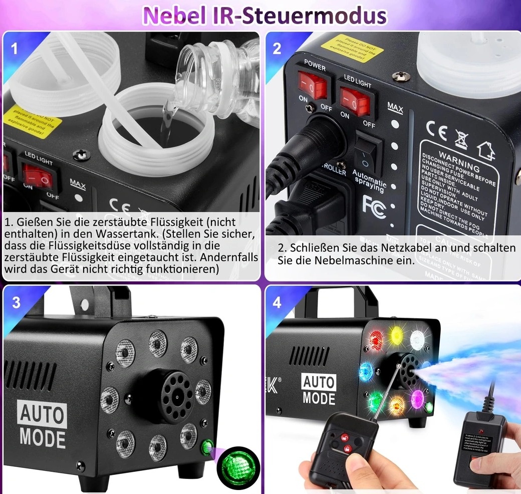 Výrobník mlhy 500 W s led podsvitem a dálkový ovladač - 3