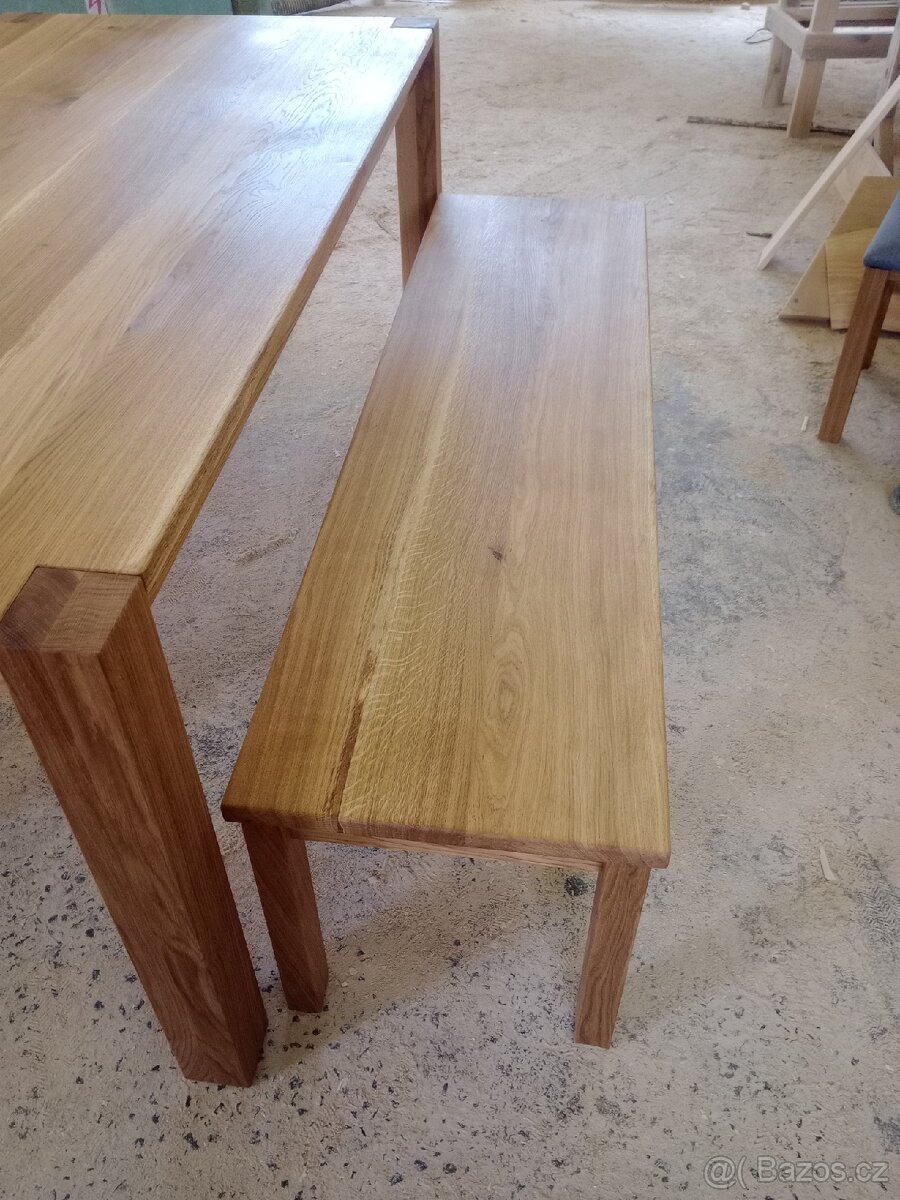 Jídelní stůl dub masiv a lavička - 3