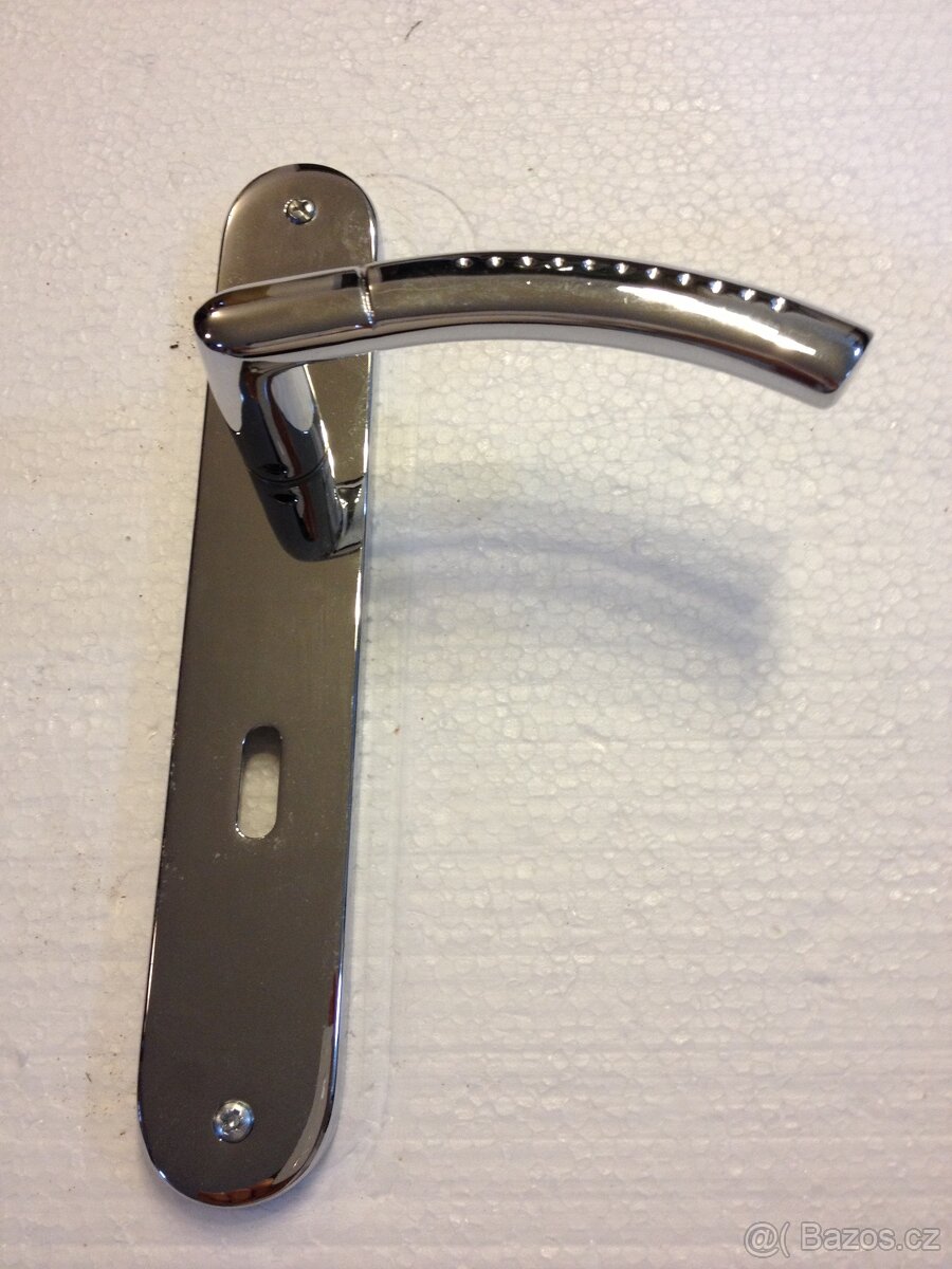 Dveřní klika / kování, stříbrná lesk, rozteč 72mm /15ks - 3