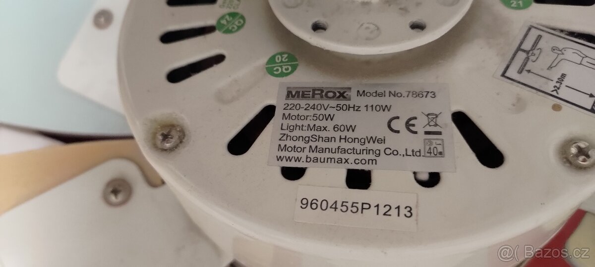 Stropní ventilátor se světlem 60W MEROX 78673 - 3