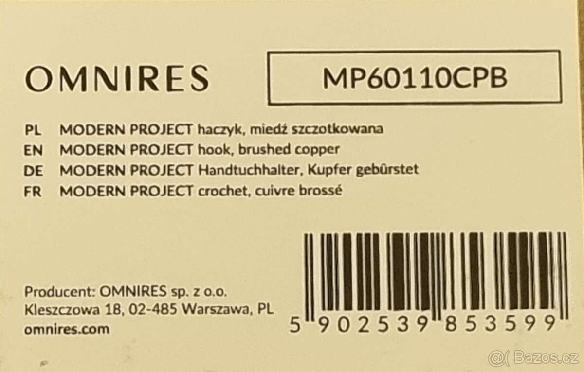 Omnires MP60110CPB Háček, kartáčovaná měď - 3
