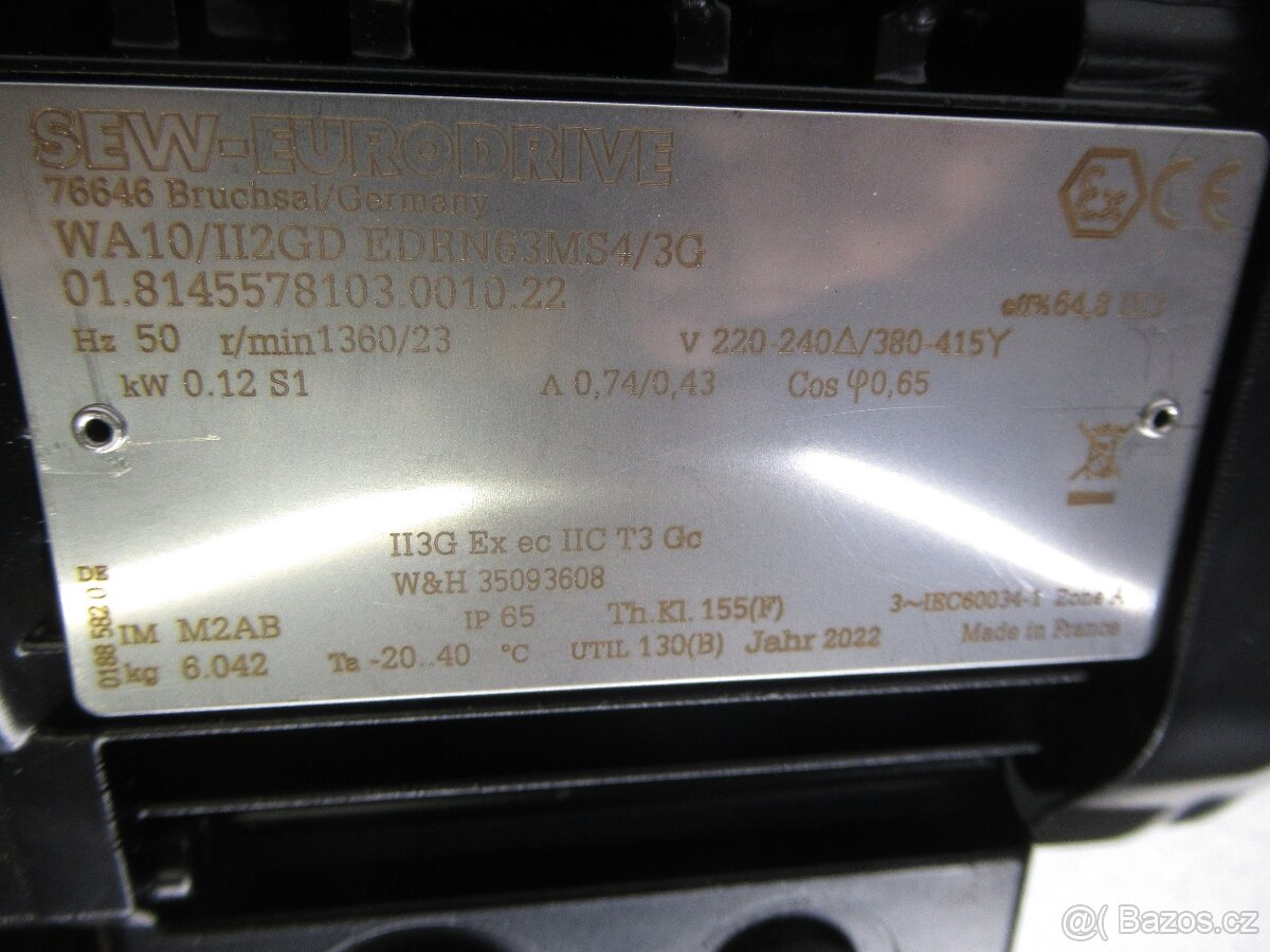 SEW-NOVÁ úhlová elektropřevodovka 400V.0,12kw.otáčky 23min. - 3