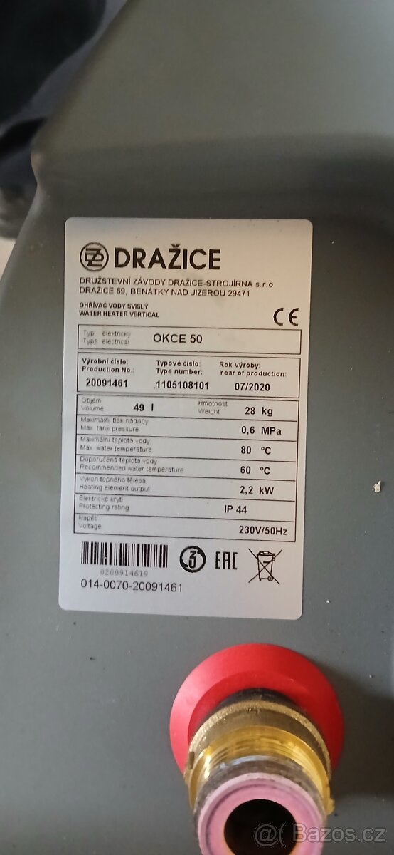 Elekrický závěsný bojler Dražice 50l - 3