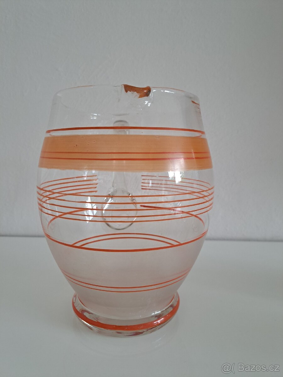Art deco - džbán a sklenice - retro sklo - 3