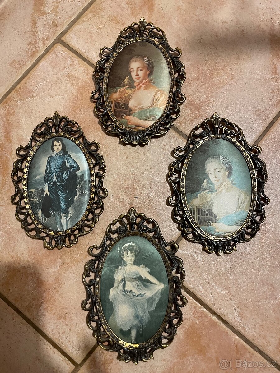 Sada 5 ozdobných vintage kovových rámečků - 3