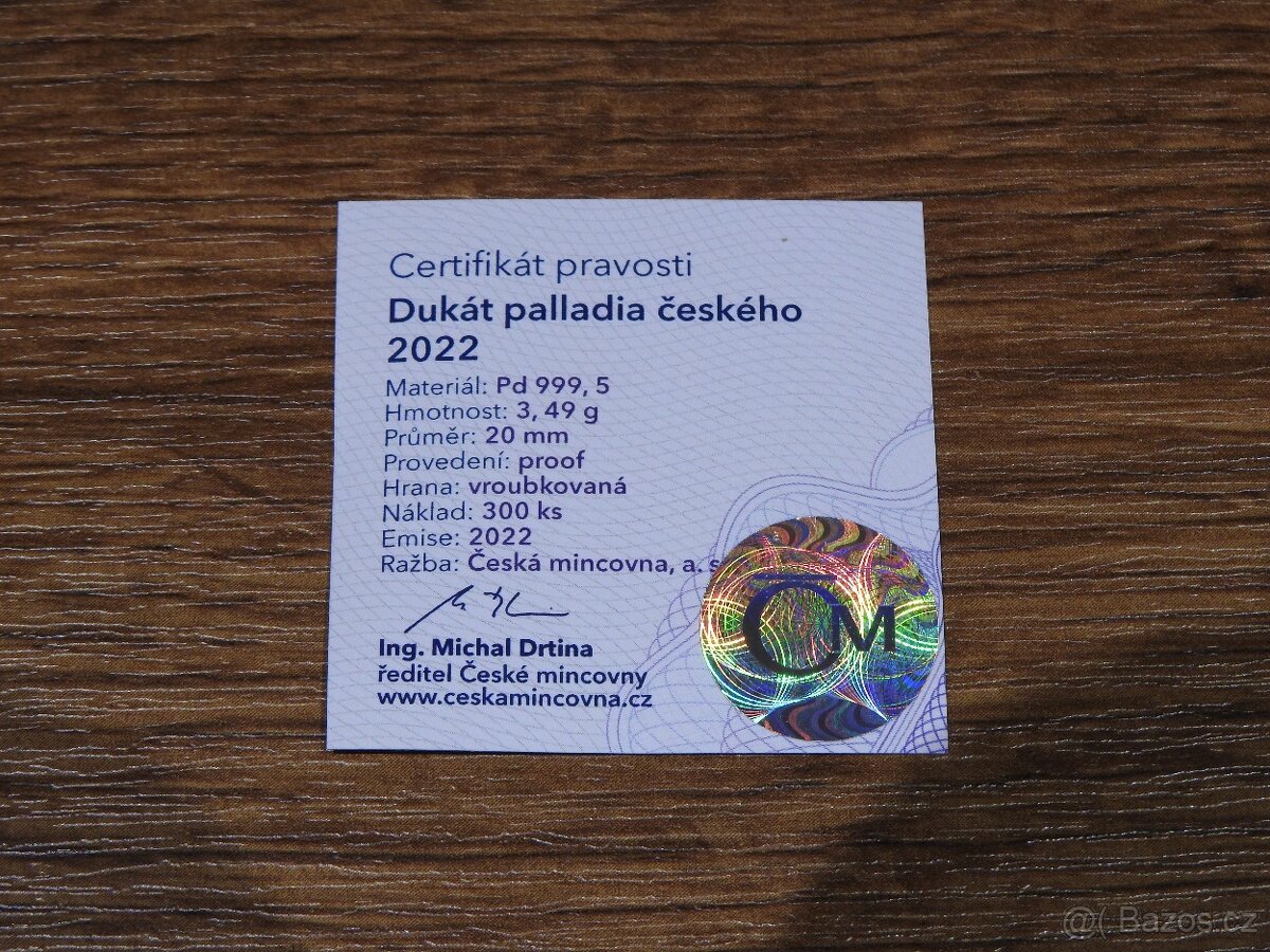 Dukát českého palladia ČM 2022 PROOF - 3