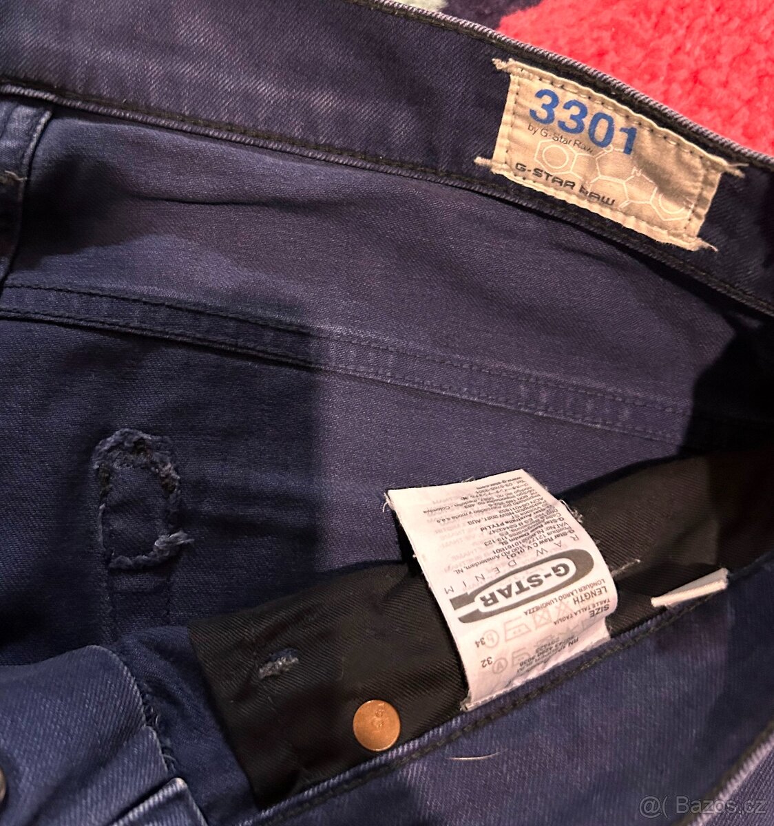 G-STAR W32 L 34 PÁNSKÉ KRÁSNÉ JEANS-RIFLE -TMAVÝ DENIM - 3