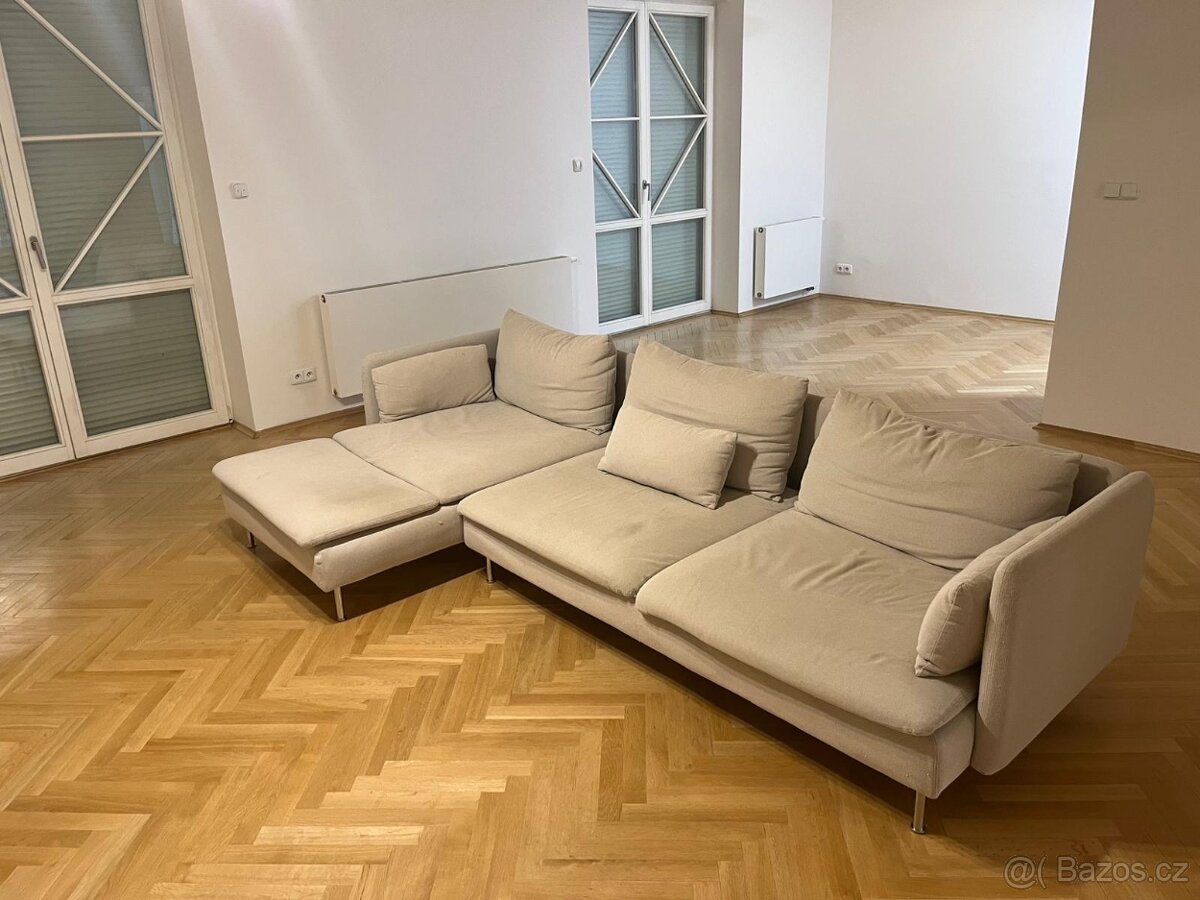 IKEA SÖDERHAMN 4místná pohovka s lenoškou, světle béžová - 3