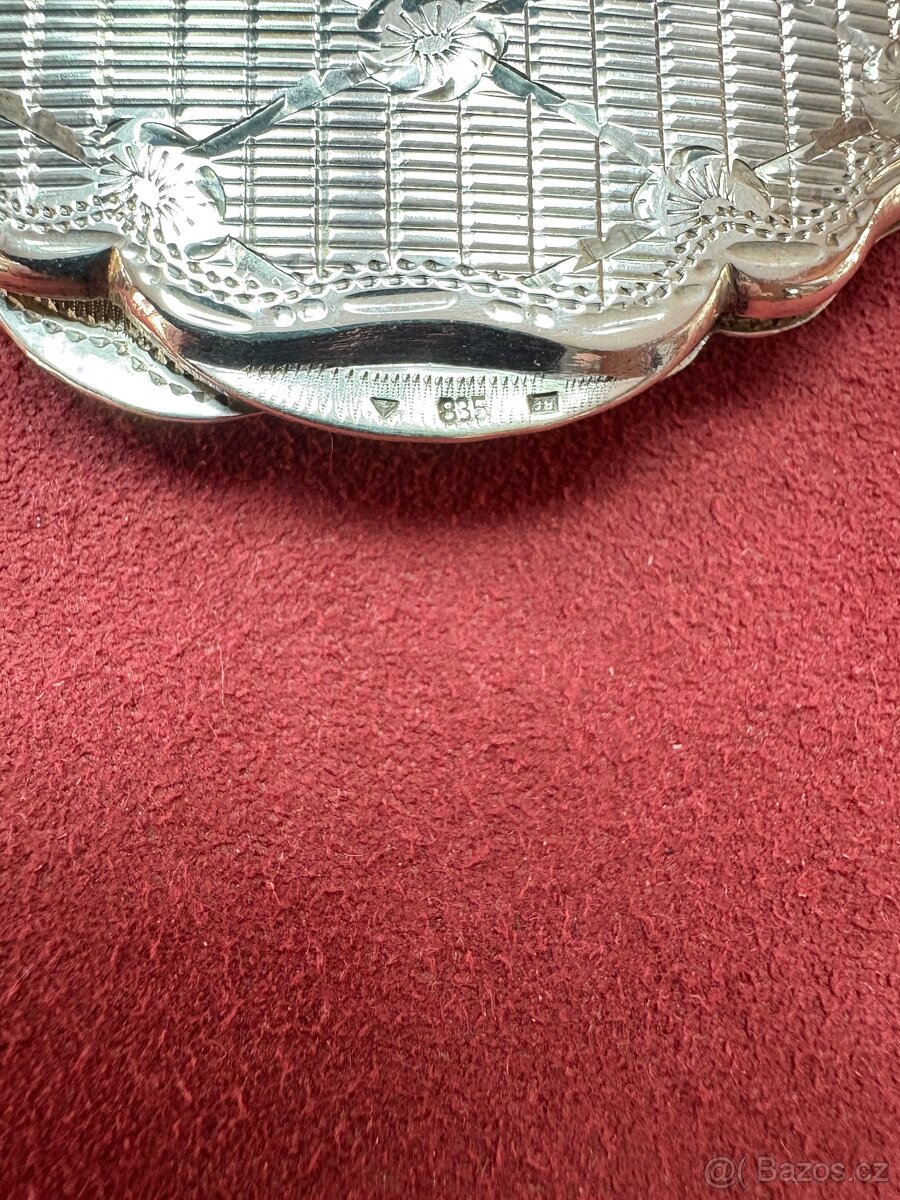 Stříbrná pudřenka 835/1000 Ag, 9cm, 100g - jako nová - 3