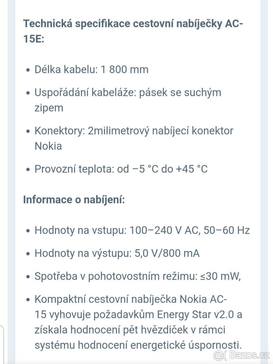 Nabíječka NOKIA AC-15E / ORLOVÁ - 3