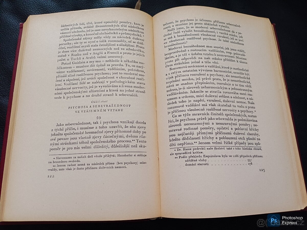 Kniha SEBEVRAŽDA HROMADNÝM JEVEM SPOLEČNOSTI rok 1930, cena - 3