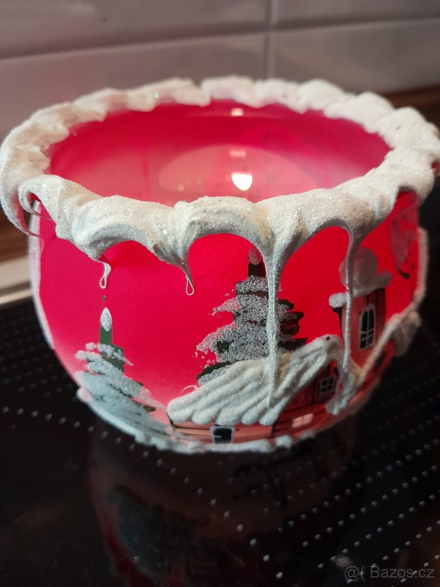 Malovaný skleněný svícen - 3