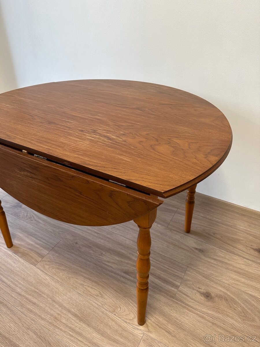 Rozkládací jídelní kulatý stůl z masivu - 3