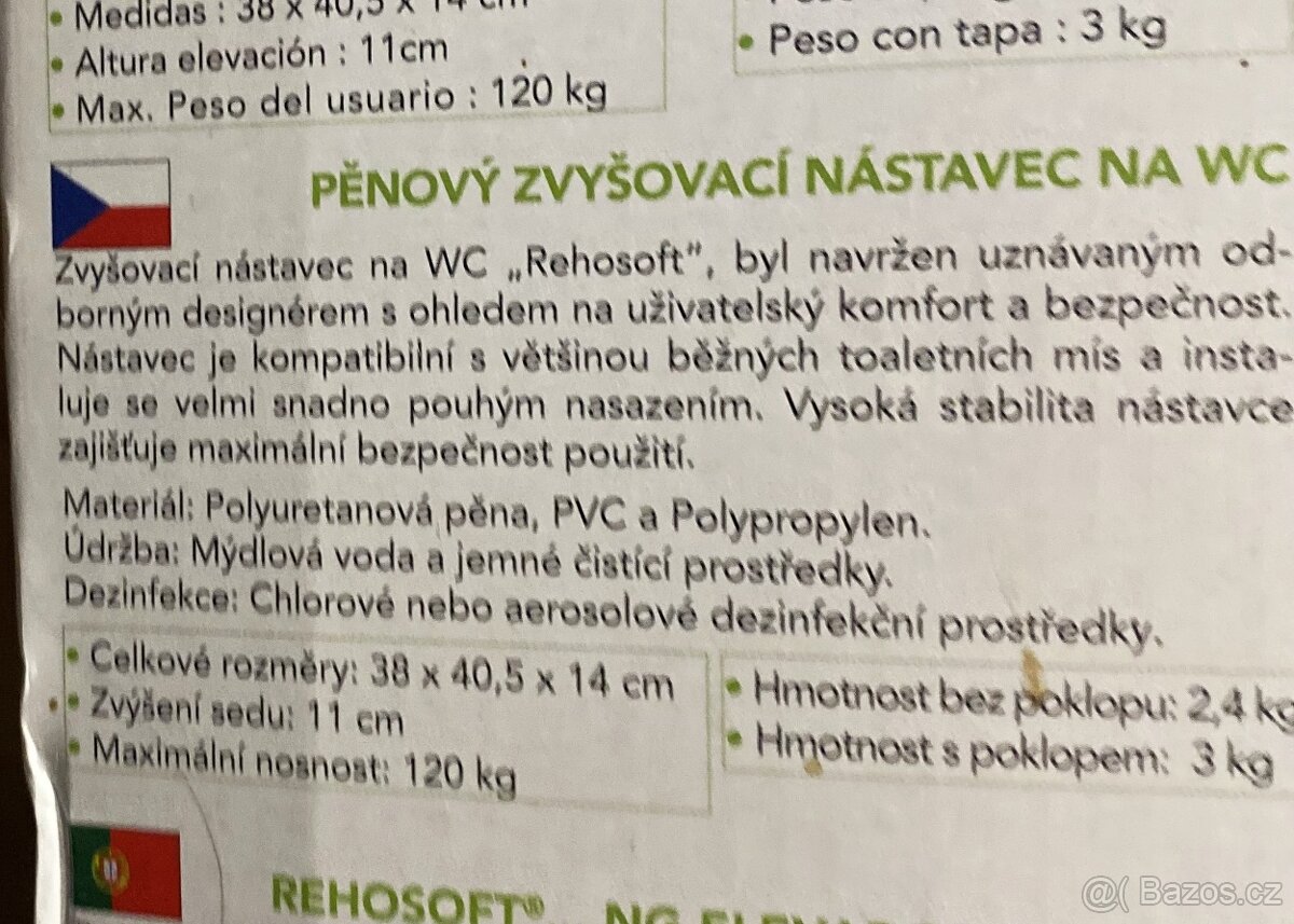 Prodám vyvýšené sedátko na WC - REHOSOFT 9/7300 - 3
