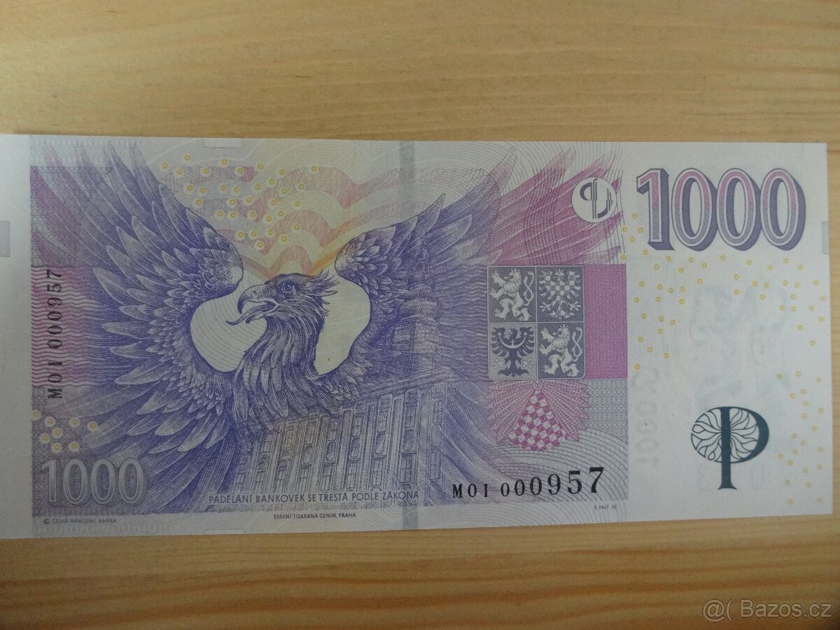 1000 Kč s přítiskem vzácná a výjimečná série M01 (M10) - 3
