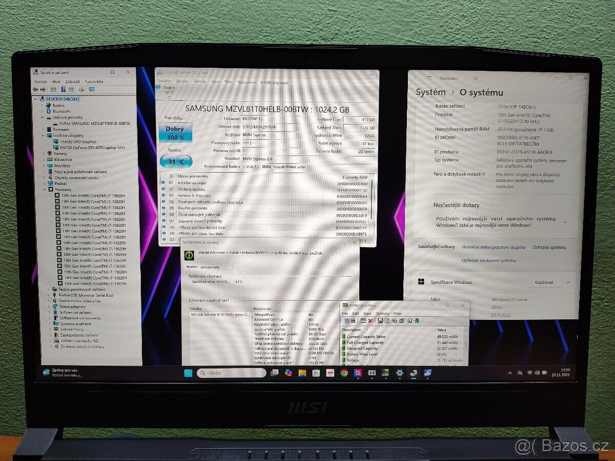 Nepoužitá 15" Katana,QHD,4070-Rtx,32gb,i7-13th.1TB-ZÁRUKA - 3