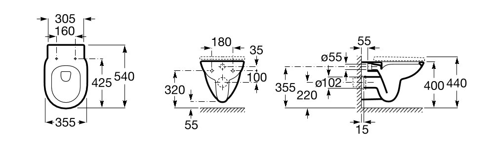 WC klozet závěsný ROCA DEBBA Round Rimless - 3