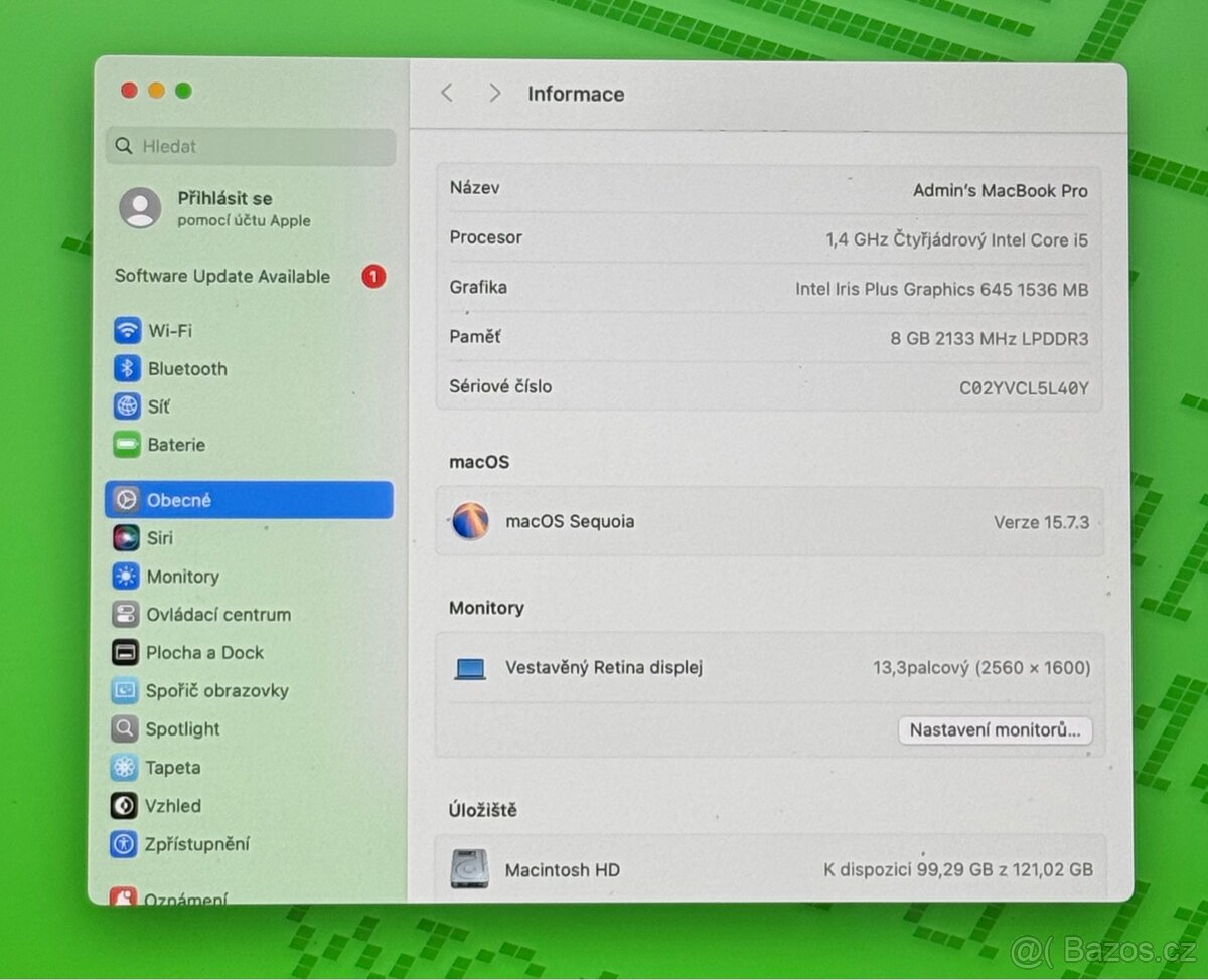 MacBook Pro 13” 2019 /8GB RAM/Intel i5/128GB SSD/ Záruka - 3