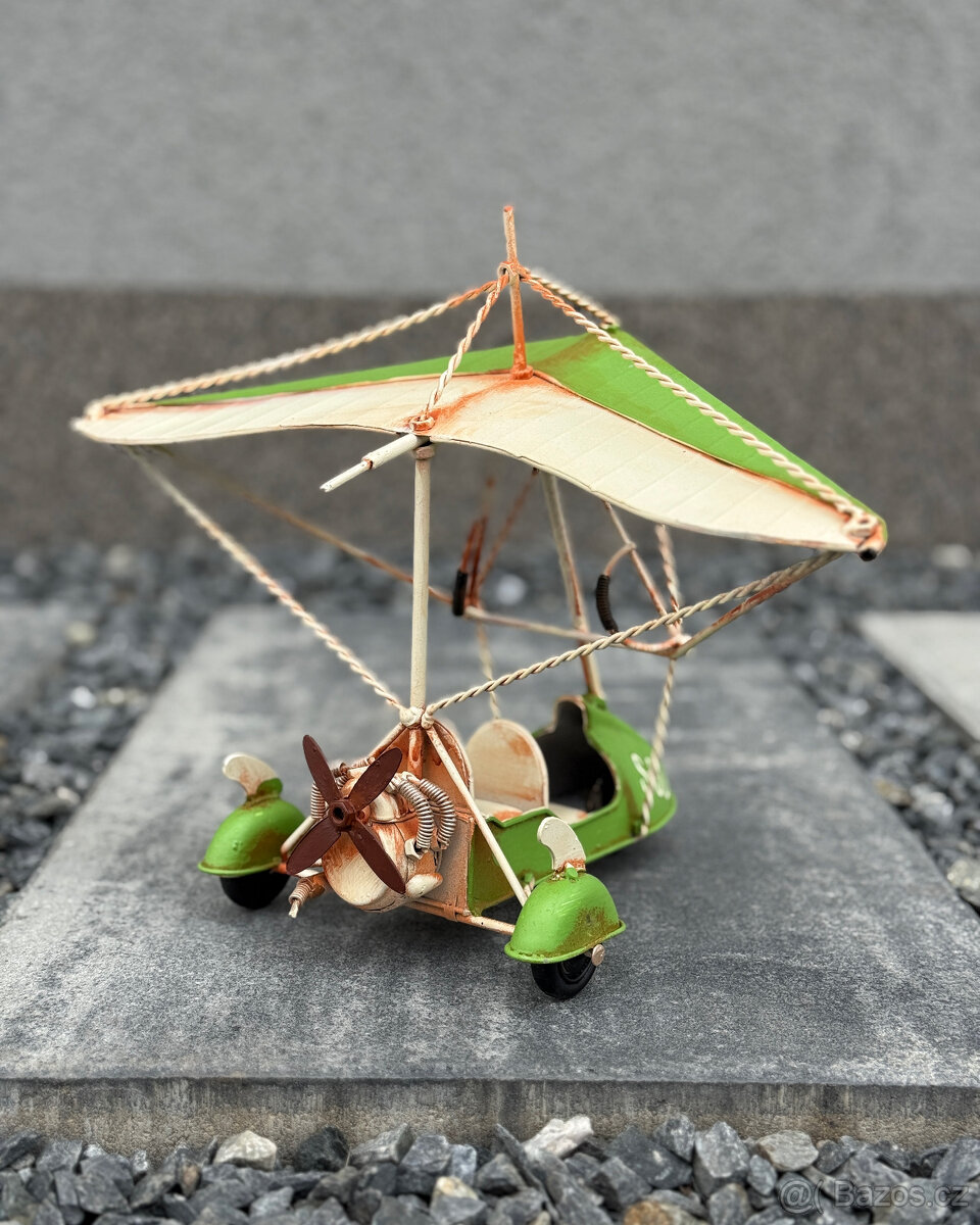 Kovový model paramotoru maketa letadla dekorace letectví - 3