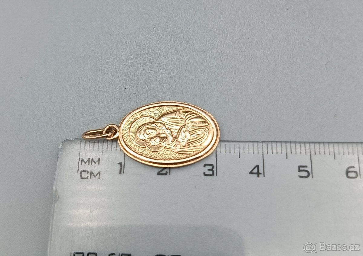 Zlatý přívěsek, madonka 1,65g, 14 kt, 585/1000 - 3