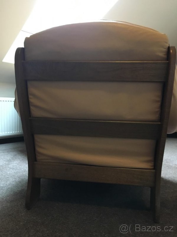 Prostorná rustikální kožená sedačka + stůl... TOP STAV - 3