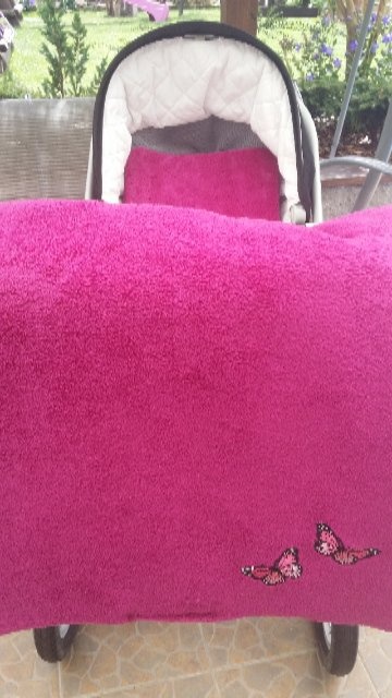 2-dílný teplý set do kočárku 79x67 cm oboustranná malina - 3