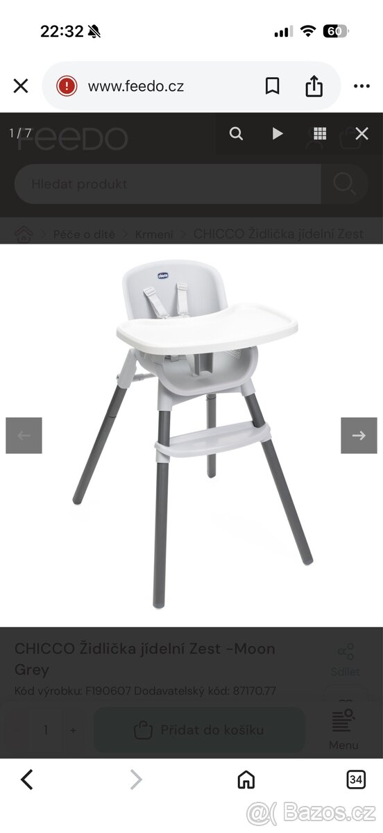 Detska zidlicka Chicco moon grey - 3