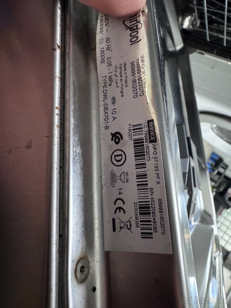 Prodám náhradní díly na myčku nádobí Whirlpool DWL-DEA701-B - 3