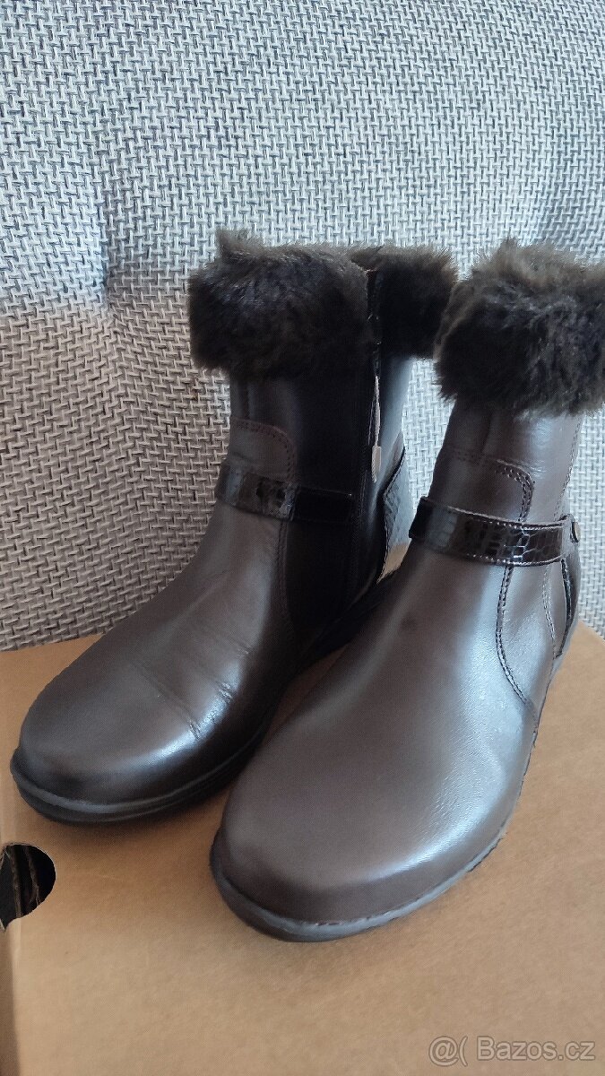 Kožené zimní hnědé boty vel.37 NOVÉ - 3