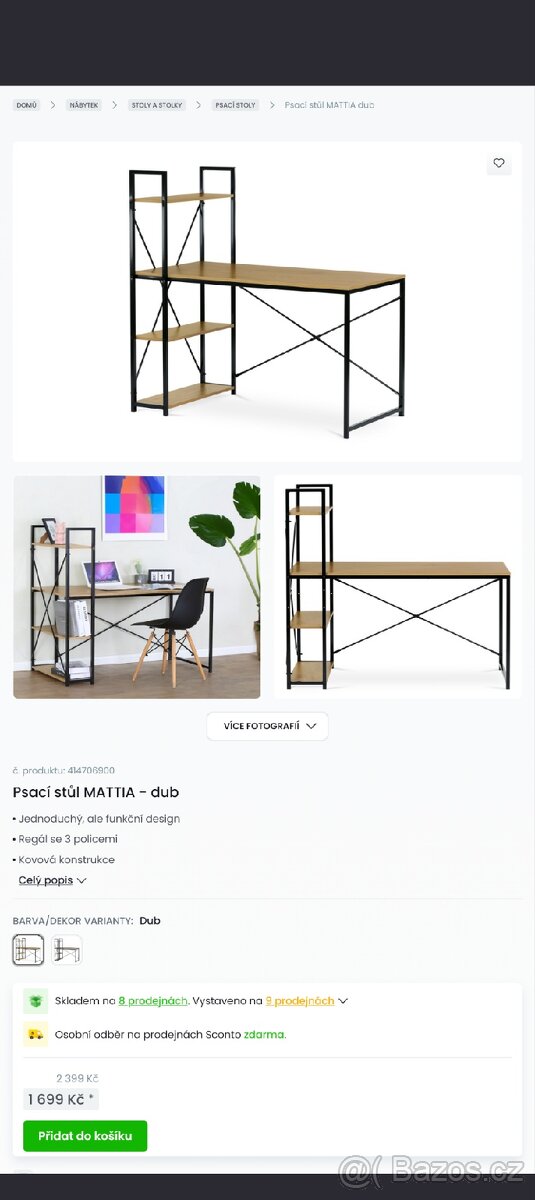 Psací stůl Mattia dub - 3