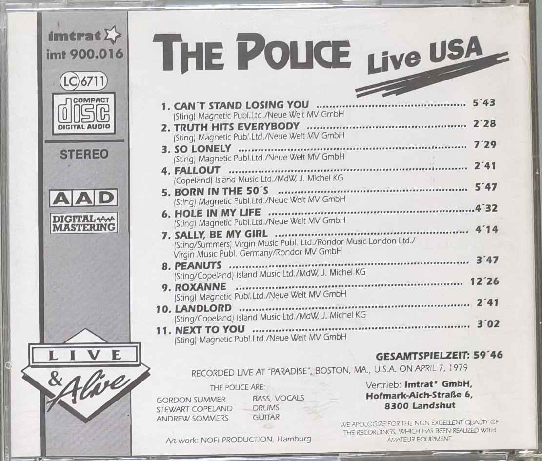 CD The Police: Live USA - 3