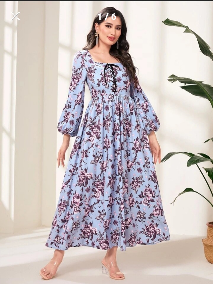 Květované dlouhé šaty se šněrováním - NOVÉ - 3