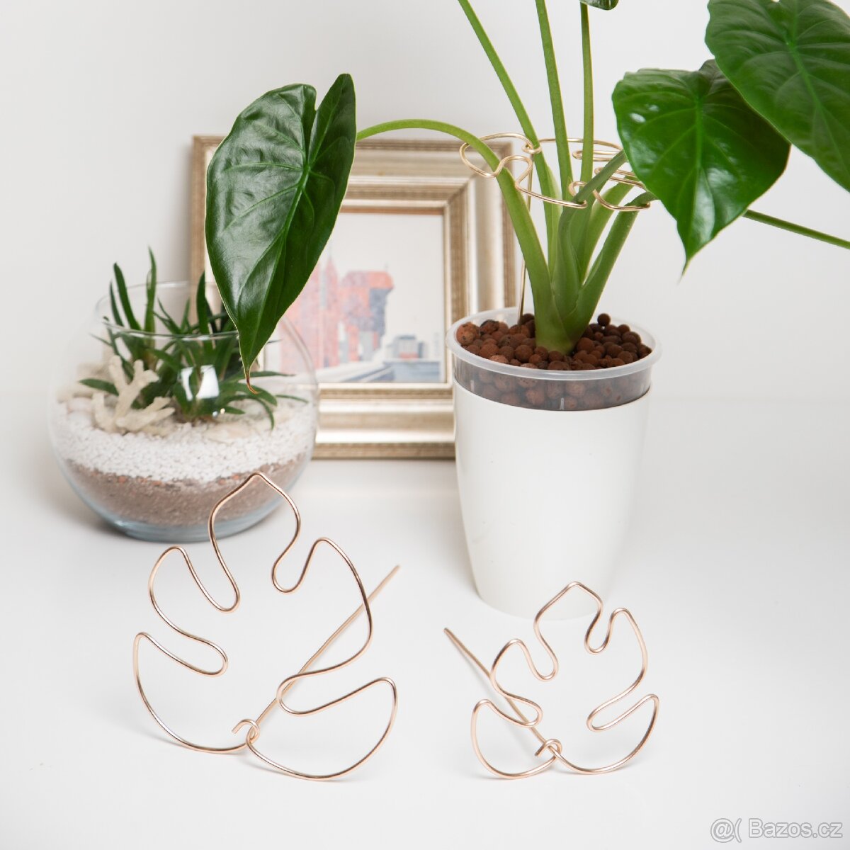 Opora pro rostliny, list monstery, bronzová - 3