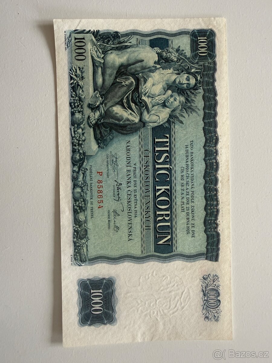 Bankovka 1000 Kčs 1934 - 3