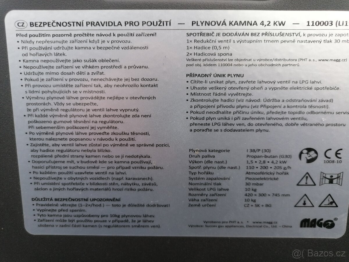 plynový přímotop MAGO - 3