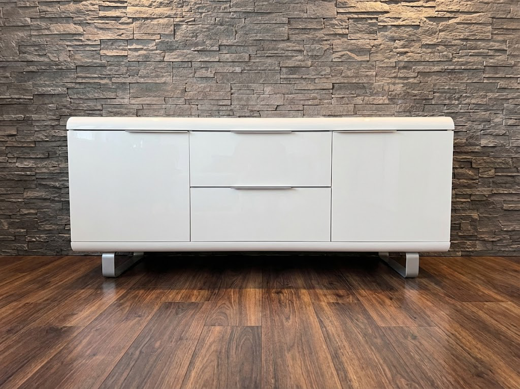 Skříň pod TV - bílý lesk - 3