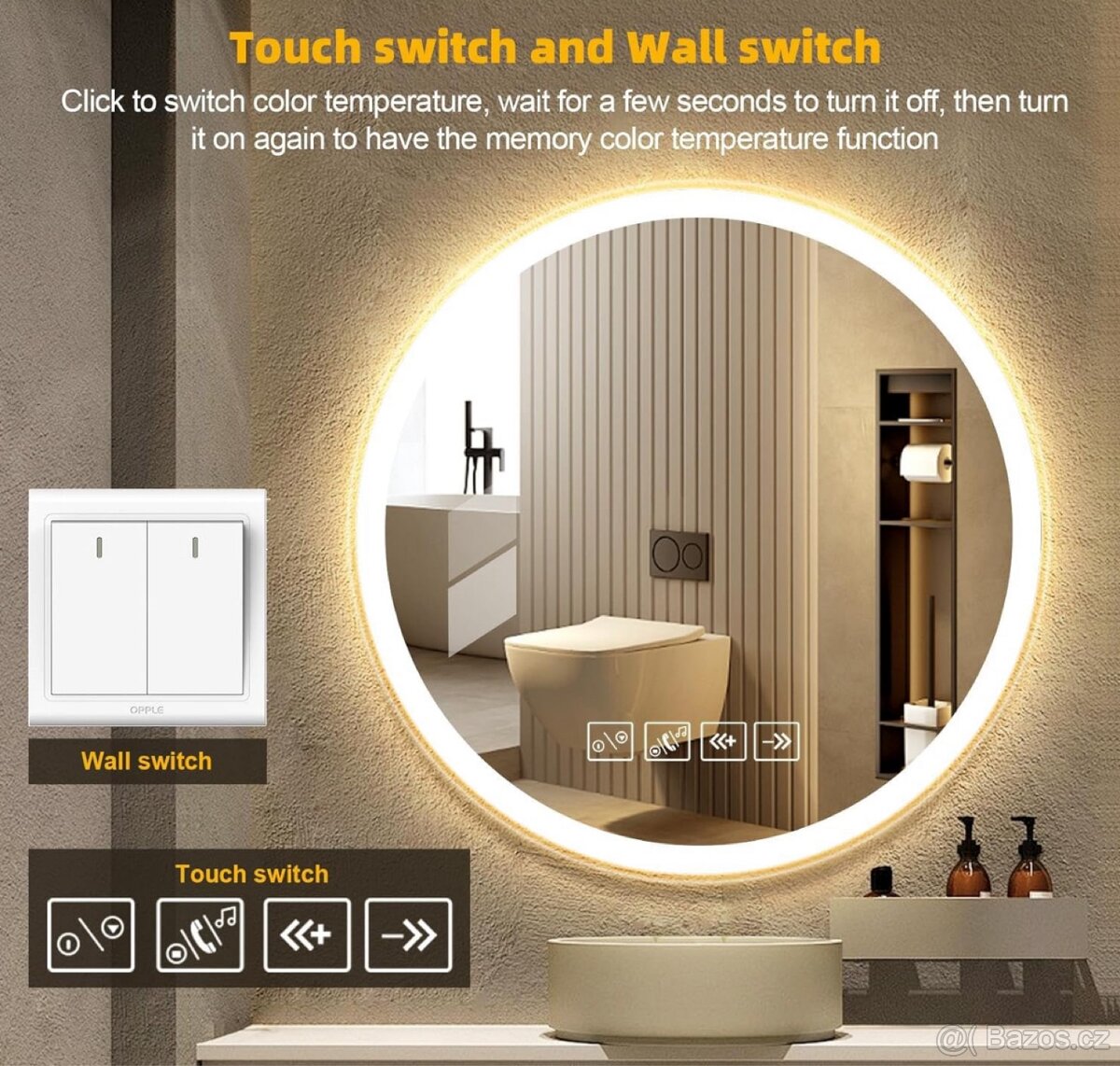 Zrcadlo 60x60 s Bluetooth - 3