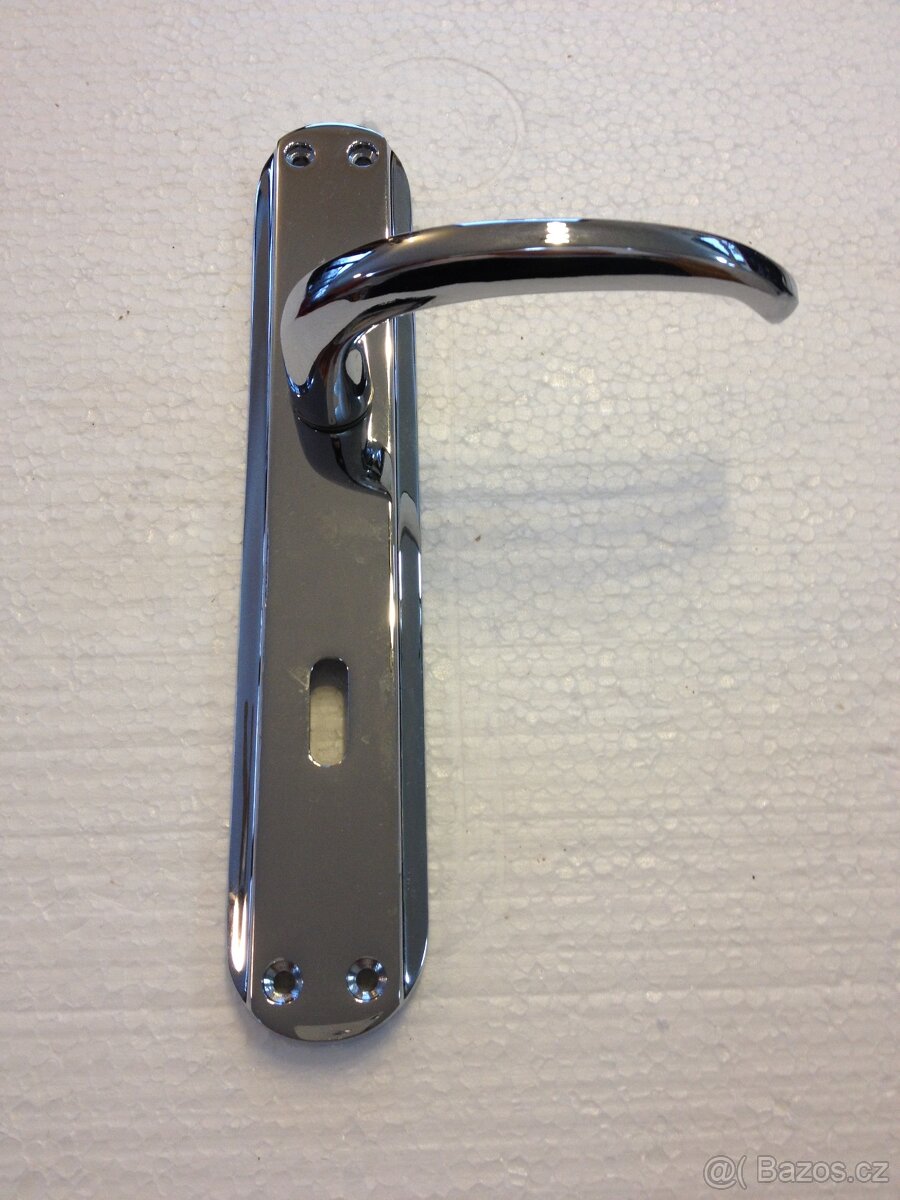 Dveřní klika / kování, stříbrná lesk, rozteč 72mm /21ks - 3