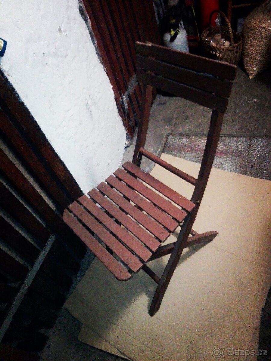 Stará dřevěná rozkládací židle - 3