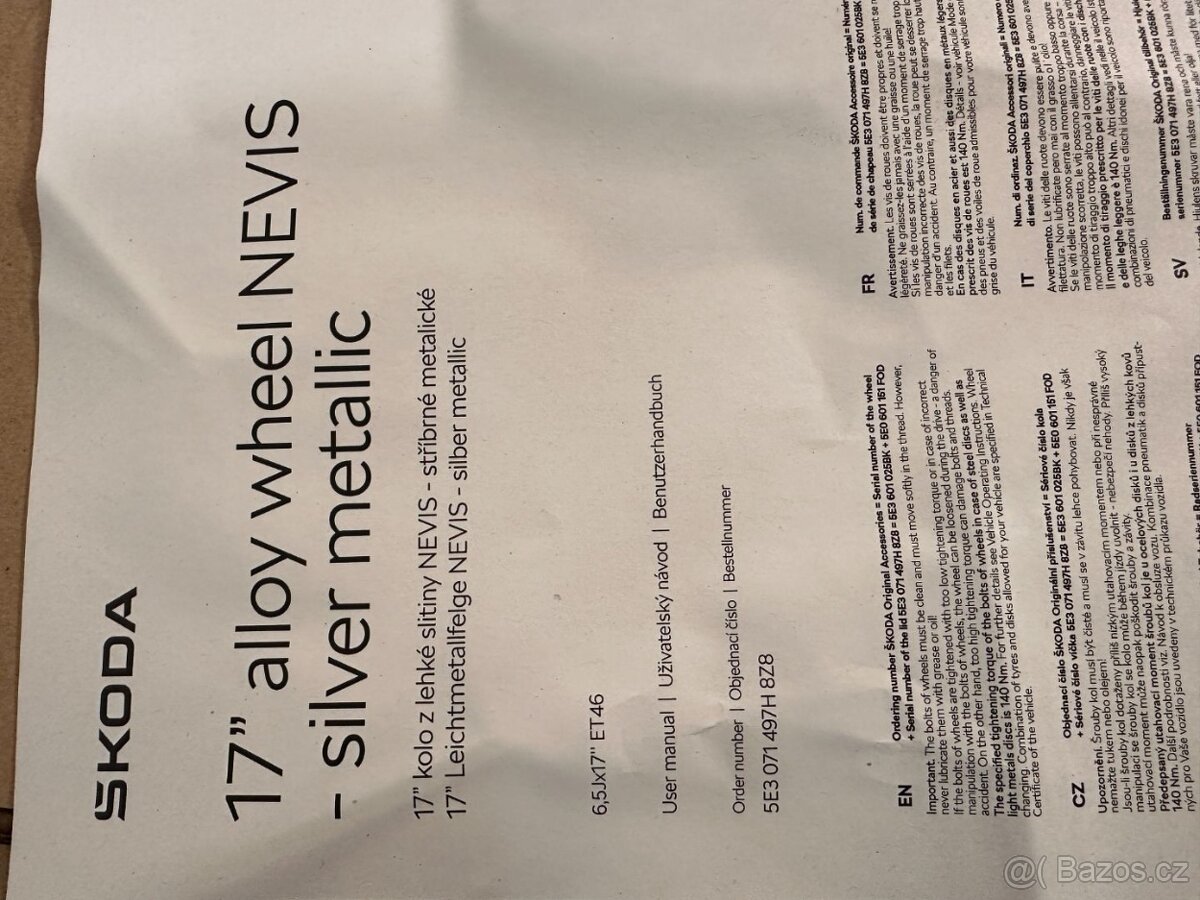 5E3071497H original alu Škoda Octavia IV r17 NEVIS - 3