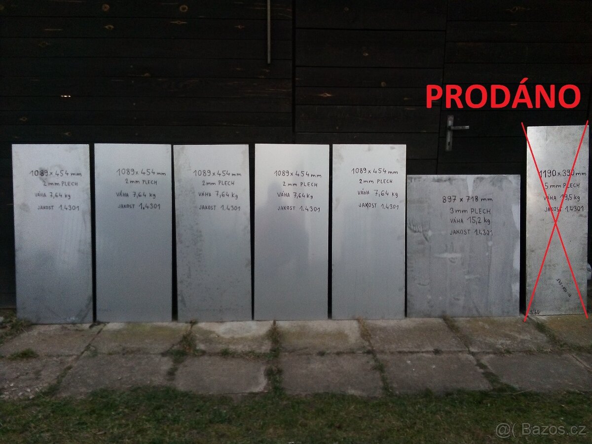 Nerezové INOX plechy 3, 5, 6, 8 mm. Jakost 1.4301 - 3