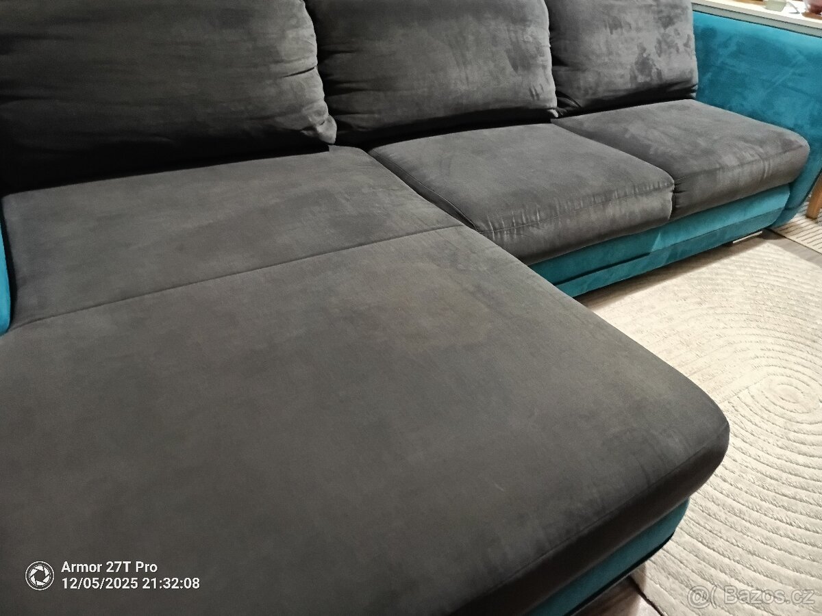 Rohová sedací souprava- rozkládací, úložný prostor - 3