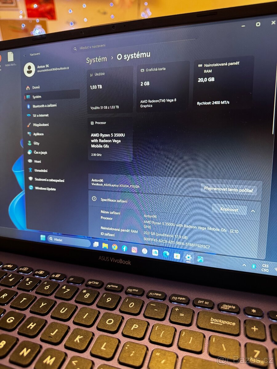 Notebook Asus,Amd ryzen,20GB ram - 3