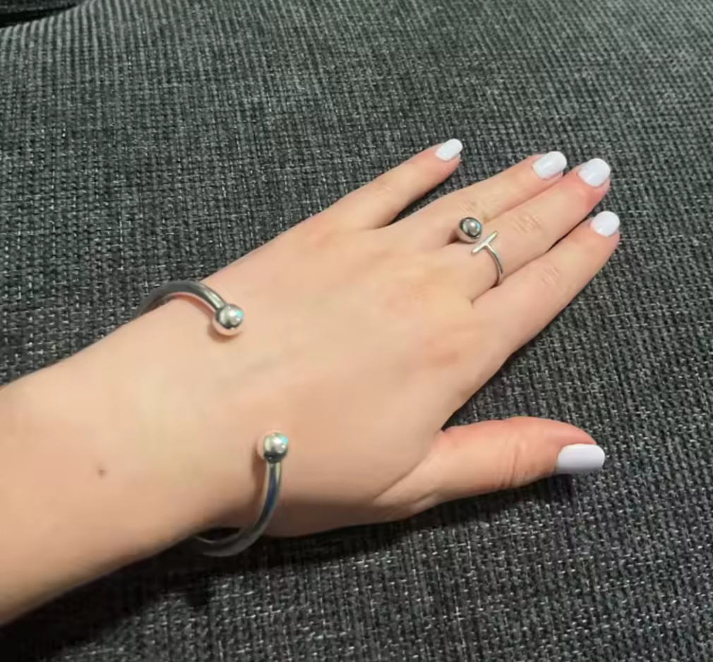 Nový dámský stříbrný náramek 925 kuličkový otevřený uni vel - 3