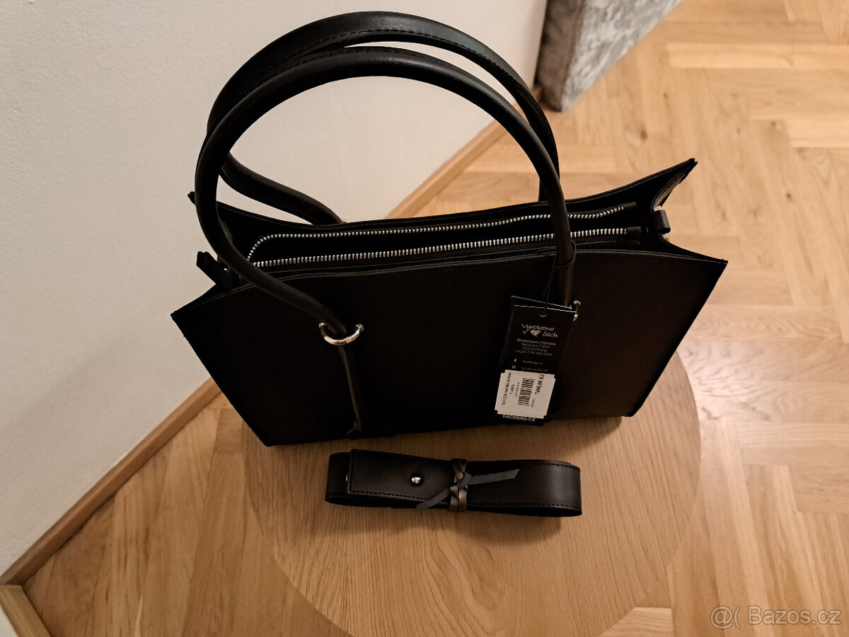 FACEBAG - Černá kožená kabelka - Český design, sleva - 3