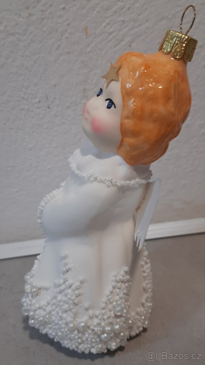 Vánoční ozdoba anděl skleněná - ruční výroba - 3