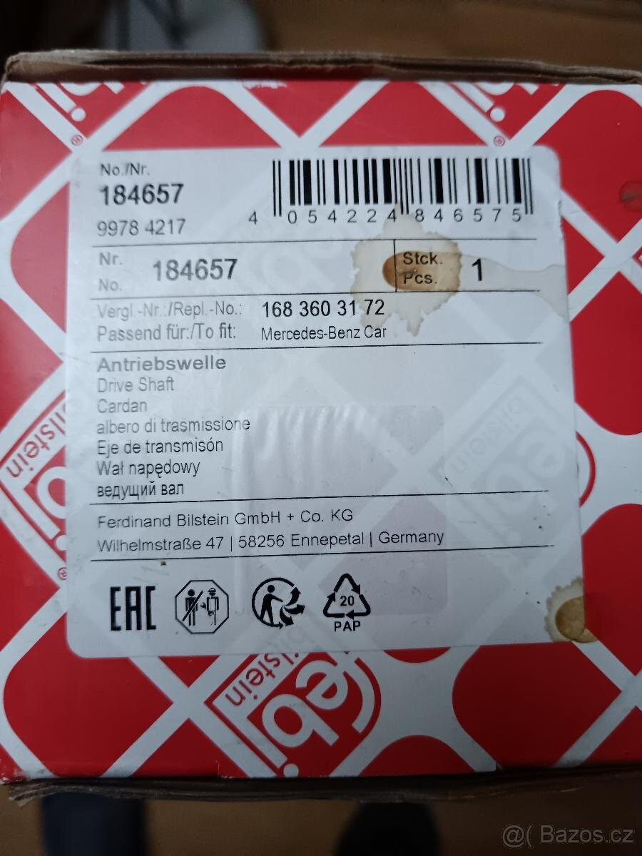 Poloosa/ Hnací hřídel levá Febi Bilstein na Mercedes A-Class - 3