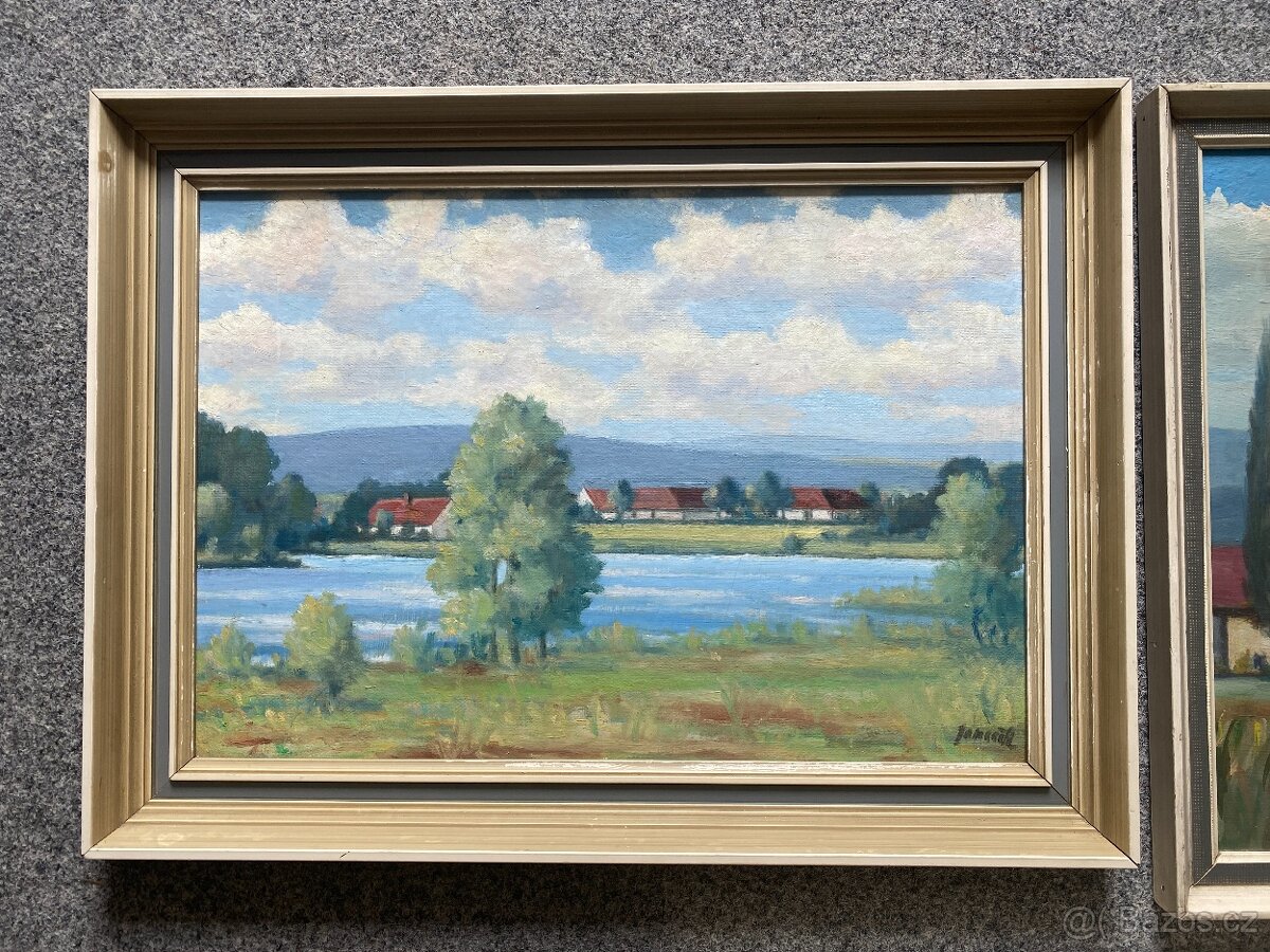 obraz starý obraz olejomalba krajinka obraz Šumava - 3