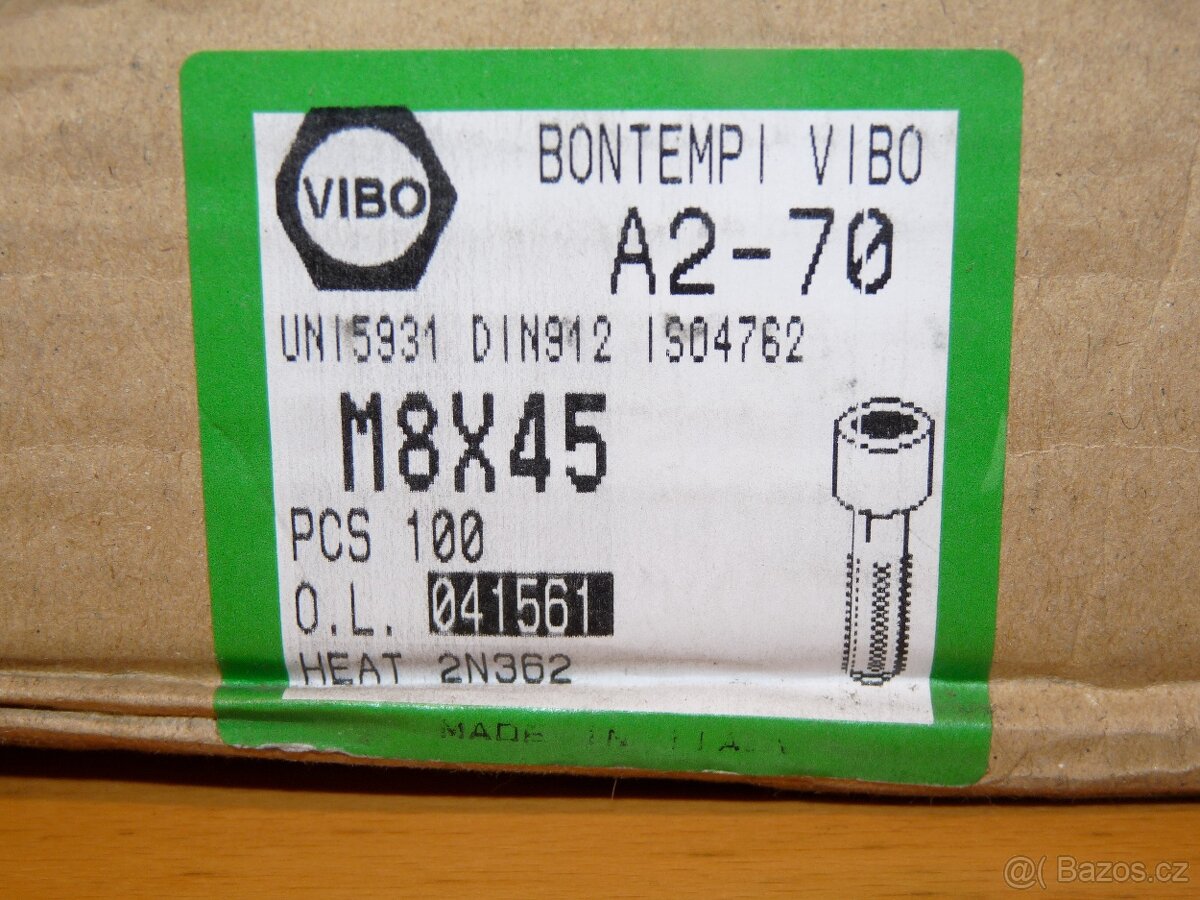 Šroub šestihranný DIN 933 M8x45 nerez A2-70 - 3